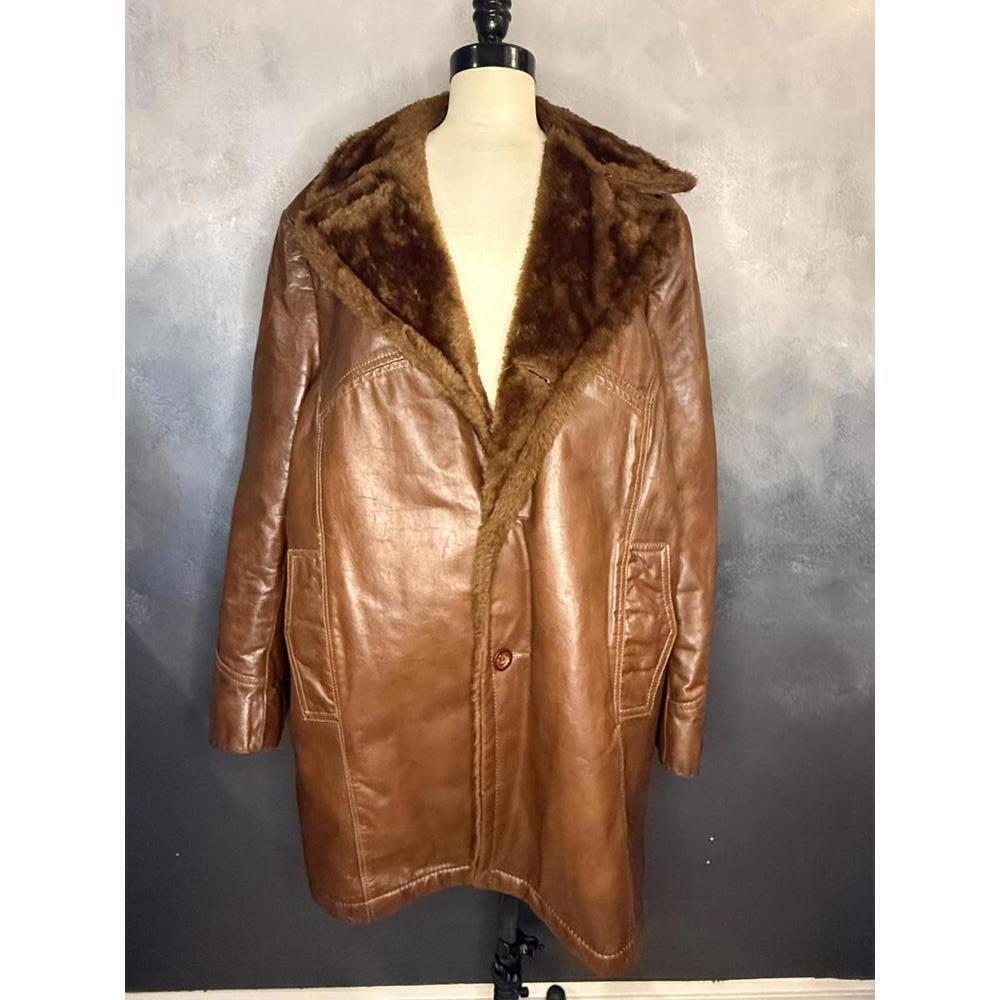 Field & Stream Brown Leather and Faux Fur Lined Men's Coat